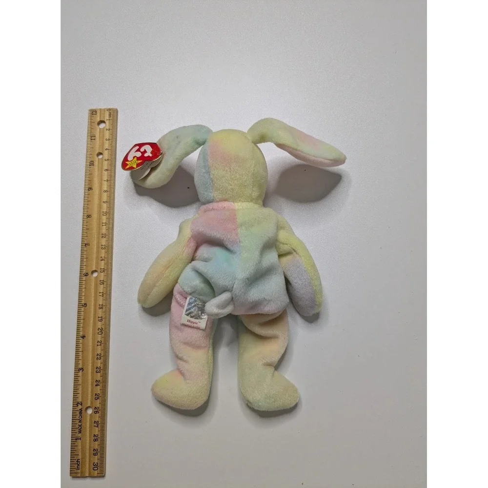 Plush Toy Ty Kids Small Green Hippie Bunny Rabbit Pastel Tie-Dye Beanie Baby